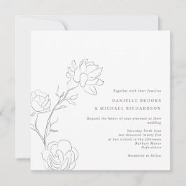 Elegant Jasmine Branch Square Wedding Invitation Kaart
