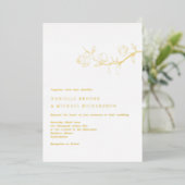 Elegant Jasmine Branch Wedding Gold Folie Uitnodiging (Staand Voorkant)
