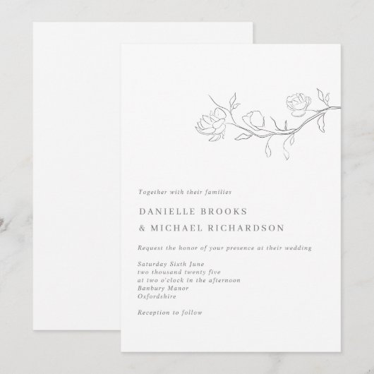 Elegant Jasmine Branch Wedding Kaart (Voorkant / Achterkant)