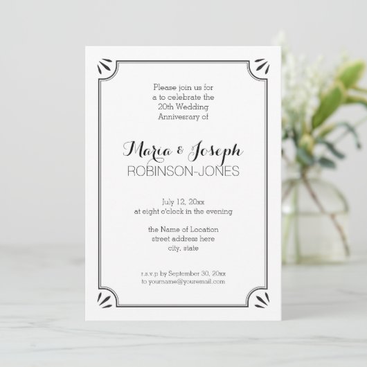 Elegant Jazz Age Zwart-Wit Huwelijksverjaardag Kaart (Staand voorkant)