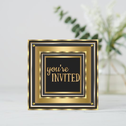 Elegant Je bent uitgenodigd voor Gold Faux folie. Kaart (Staand voorkant)