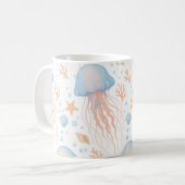 Elegant Jellyfish & Ocean Elements Pattern Mug Koffiemok (Voorkant links)
