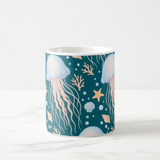 Elegant Jellyfish & Ocean Elements Pattern Mug Koffiemok (Center)