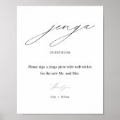 Elegant Jenga Bruiloft Gast Boek Teken Poster (Voorkant)
