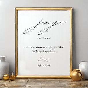 Elegant Jenga Bruiloft Gast Boek Teken Poster