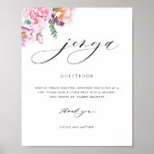 Elegant Jenga Guestbook Pastel Floral Wedding Sign Poster (Voorkant)