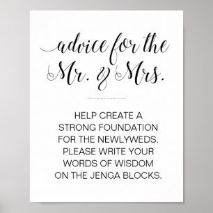 Elegant Jenga Wedding Sign Poster