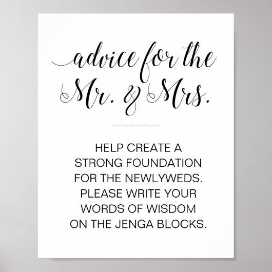Elegant Jenga Wedding Sign Poster (Voorkant)