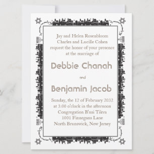 Elegant Jerusalem Border - Joodse uitnodiging