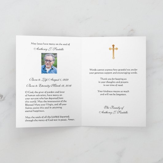 Elegant Jesus Cross-katholieke condoleances Dank u Bedankkaart (Binnen)