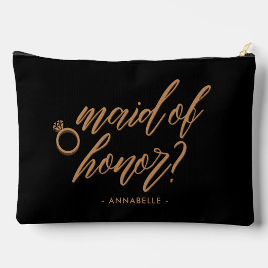 Elegant Jet Black Maid of Honor Gift gepersonalise Etui (Achterkant)