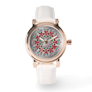  Elegant Jewel Flower Mandala Horloge