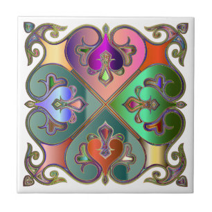 Elegant Jewel-Tone Arabesque Abstract gepersonalis Tegeltje