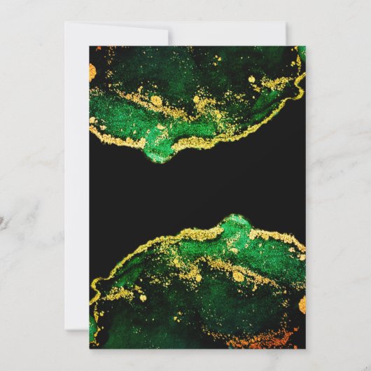 Elegant Jewel-Tone Green Black Gold Wedding Kaart (Achterkant)