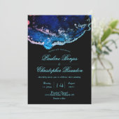 Elegant Jewel-Tone Paars Blue Wedding Kaart (Staand voorkant)