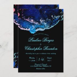 Elegant Jewel-Tone Paars Blue Wedding Kaart