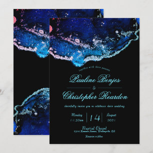 Elegant Jewel-Tone Paars Blue Wedding Kaart