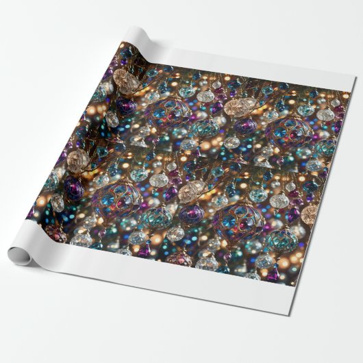 Elegant Jewel-Toned Ornament Matte Wrapping Paper Cadeaupapier (Uitgerold)
