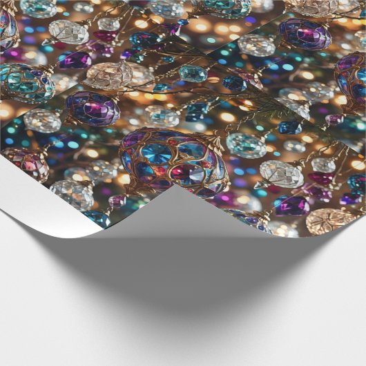 Elegant Jewel-Toned Ornament Matte Wrapping Paper Cadeaupapier (Hoek)