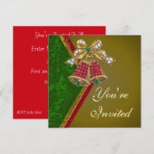 Elegant Jeweled Bells Party Invitation Kaart (Voorkant / Achterkant)