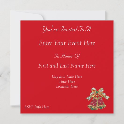 Elegant Jeweled Bells Party Invitation Kaart (Achterkant)