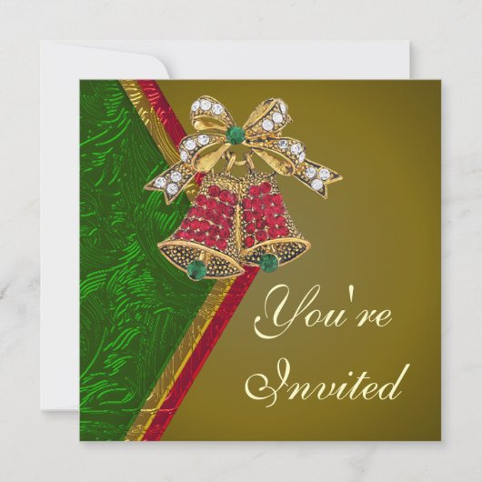 Elegant Jeweled Bells Party Invitation Kaart (Voorkant)