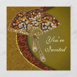 Elegant Jeweled Fan Party Uitnodiging