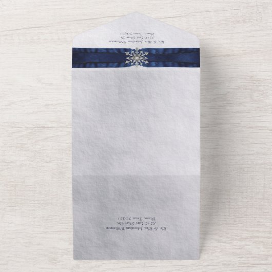 Elegant Jeweled Snowflake All In One Uitnodiging (Buitenkant)