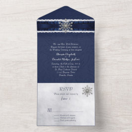 Elegant Jeweled Snowflake All In One Uitnodiging