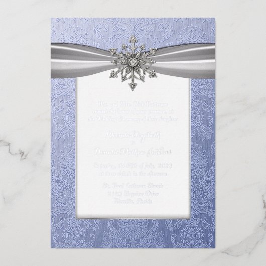 Elegant Jeweled Snowflake Wedding Folie Uitnodigin Folie Uitnodiging (Voorkant)