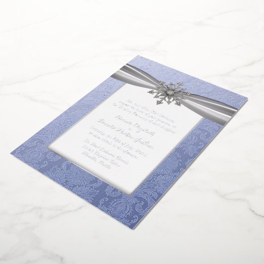 Elegant Jeweled Snowflake Wedding Folie Uitnodigin Folie Uitnodiging (Gedraaid)