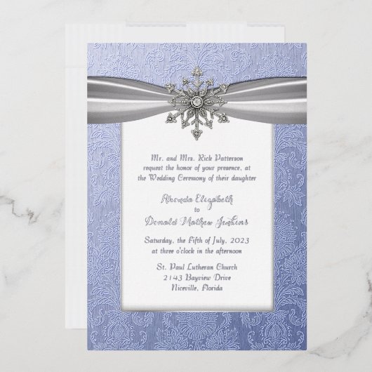 Elegant Jeweled Snowflake Wedding Folie Uitnodigin Folie Uitnodiging (Envelop)