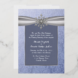 Elegant Jeweled Snowflake Wedding Folie Uitnodiging