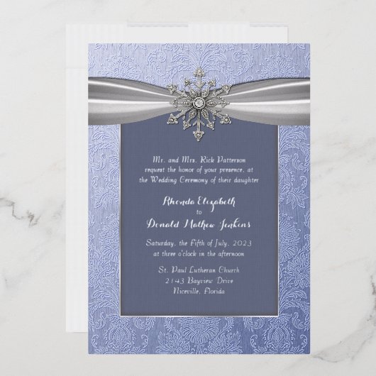 Elegant Jeweled Snowflake Wedding Folie Uitnodiging (Envelop)
