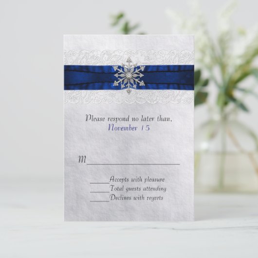 Elegant Jeweled Snowflake Wedding RSVP (Staand voorkant)