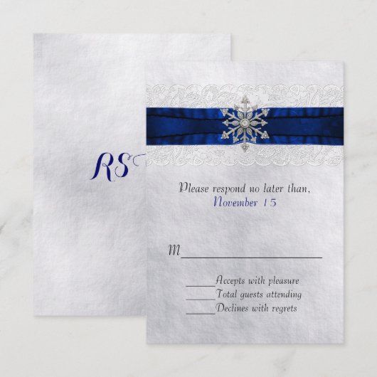 Elegant Jeweled Snowflake Wedding RSVP (Voorkant / Achterkant)