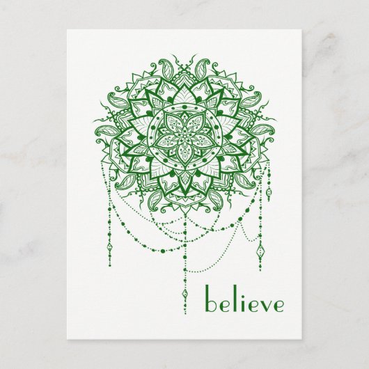 Elegant Jeweled Zen Mandala "Geloof" Briefkaart (Voorkant)
