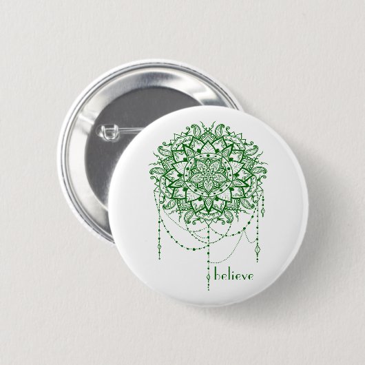 Elegant Jeweled Zen Mandala "Geloof" Ronde Button 5,7 Cm (Voorkant /achterkant)