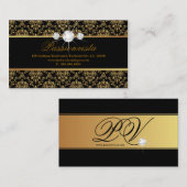 Elegant Jewelry Diamonds Gold Black Damask Visitekaartje (Voorkant / Achterkant)