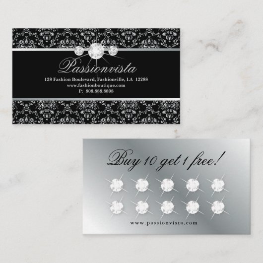 Elegant Jewelry Diamonds Silver Damask Loyalty (Voorkant / Achterkant)