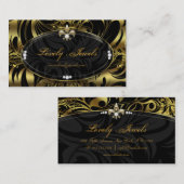 Elegant Jewelry Mode Fleur de lis Black Gold Visitekaartje (Voorkant / Achterkant)