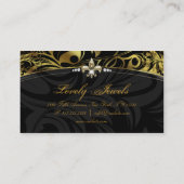 Elegant Jewelry Mode Fleur de lis Black Gold Visitekaartje (Achterkant)