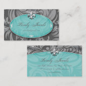 Elegant Jewelry Mode Fleur de lis Blue Pastel Visitekaartje (Voorkant / Achterkant)