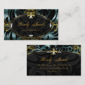 Elegant Jewelry Mode Fleur de lis Gold Blauwgroen Visitekaartje (Voorkant / Achterkant)