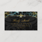 Elegant Jewelry Mode Fleur de lis Gold Blauwgroen Visitekaartje (Achterkant)