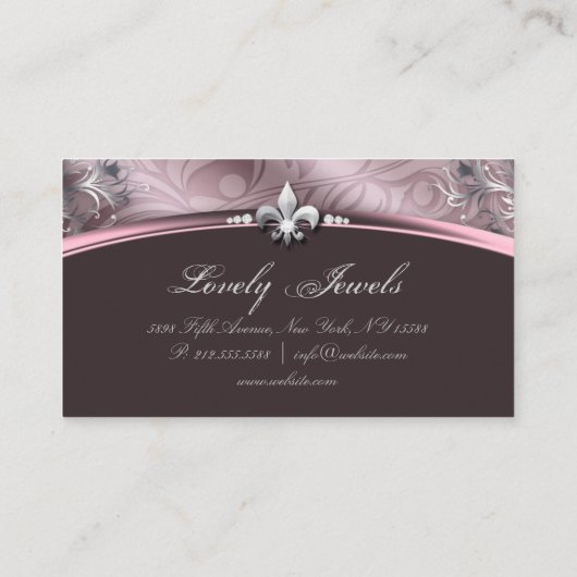 Elegant Jewelry Mode Fleur de lis Pink Rose Visitekaartje (Achterkant)