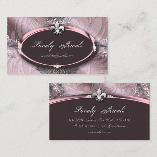 Elegant Jewelry Mode Fleur de lis Pink Rose Visitekaartje (Voorkant / Achterkant)