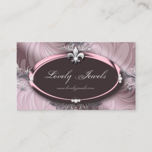 Elegant Jewelry Mode Fleur de lis Pink Rose Visitekaartje (Voorkant)