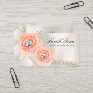 Elegant Jewelry Wedding Planner Roos Peach Pearls Visitekaartje