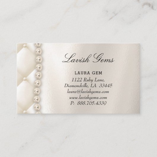 Elegant Jewelry Wedding Planner Roos Peach Pearls Visitekaartje (Achterkant)